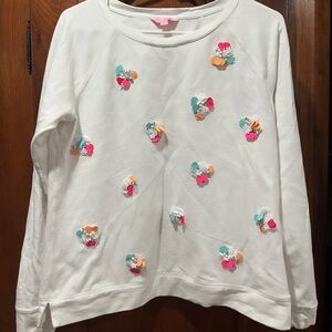 Lilly Pulitzer embellished white sweatshirt- Medium